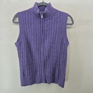 Vintage Pendleton Sweater Vest Women's‎ Medium Cable Knit Full Zip Purple